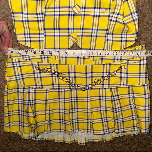Clueless X Dolls Kill Yellow Plaid ‘AS IF’ Top Skirt Fur Backpack 3pc SET NWT XL - Picture 10 of 10